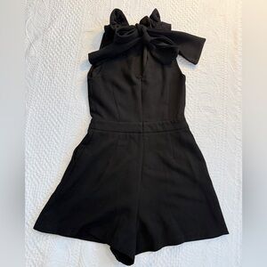 The Impeccable Pig Black Romper Outfit With Tie Neck Size Small